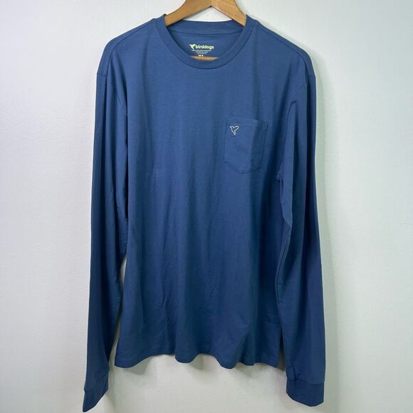 Birddogs Men’s Long Sleeve Pocket T-Shirt Blue XL Cotton Blend Crewneck Logo Tee - Picture 1 of 9